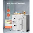 Dulap de baie, 2 usi si 4 sertare, MDF, Alb, 3 rafturi, 300 x 800 x 810 mm, kit anti-rasturnare, pentru accesorii baie