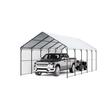 Copertina auto carport, 4x8x3.15 m, cadru si acoperis otel galvanizat, prelata laterala, 12 stalpi
