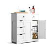 Dulap de baie, 2 usi si 4 sertare, MDF, Alb, 3 rafturi, 300 x 800 x 810 mm, kit anti-rasturnare, pentru accesorii baie