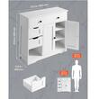 Dulap de baie, 2 usi si 4 sertare, MDF, Alb, 3 rafturi, 300 x 800 x 810 mm, kit anti-rasturnare, pentru accesorii baie