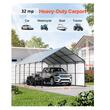 Copertina auto carport, 4x8x3.15 m, cadru si acoperis otel galvanizat, prelata laterala, 12 stalpi