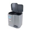 Cos de gunoi cu aspect inox Curver Bin Duo 21L, plastic, cu pedala, 2 compartimente