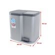 Cos de gunoi cu aspect inox Curver Bin Duo 21L, plastic, cu pedala, 2 compartimente