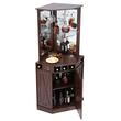 Suport de colt pentru sticle si pahare, MDF, Culoare maro lemn nuc, max 68 kg, Inaltime 184 cm