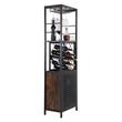 Suport pentru sticle si pahare, Pal melaminat, Cadru otel, Culoare maro / negru, max 104 kg, Inaltime 1550 mm