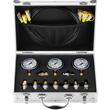 Set pentru testarea presiunii hidraulice 250/400/600 bar, 3 manometre, 9 cuplaje G1/8, G1/4, G3/8, M10/1, M10/1.25, M14/1.5, UNF7/16-20, UNF9/16-18 și conector rapid