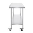 Masa de lucru Inox, pentru preparare alimente, 610 x 610 x 954,6 mm, 1 x rafturi, 4 x roti
