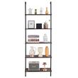 Raft metalic cu 5 x polite incluse din lemn, profil patrat 20x20 mm, Vivatechnix Industrial, 640 x 300 x 1825 mm, Negru