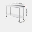 Masa de lucru Inox, pentru preparare alimente, 610 x 610 x 954,6 mm, 1 x rafturi, 4 x roti