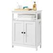 Dulap de baie, 2 usi, MDF, Alb, 3 rafturi, 300 x 600 x 800 mm, kit anti-rasturnare, pentru accesorii baie
