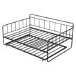 Pat de zi cu extensie, Cadru metalic, 196 x 140.5 x 90 cm, Capacitate 180 kg, Otel, 4 roti