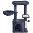 Ansamblu de joaca pentru pisici, 40x30x80 cm, Plus, Gri inchis, Compartimente Relaxare, 4 etaje, stalp pentru zgariat