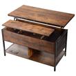 Masuta de cafea Lift Top, 2 in 1 Desktop birou Extensibil in 2 parti, 1000 x 500 x 552 mm, Maro, buzunare depozitare, Lumina ambientala, 2 prize, 2 porturi USB