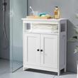 Dulap de baie, 2 usi, MDF, Alb, 3 rafturi, 300 x 600 x 800 mm, kit anti-rasturnare, pentru accesorii baie