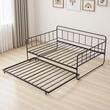 Pat de zi cu extensie, Cadru metalic, 196 x 140.5 x 90 cm, Capacitate 180 kg, Otel, 4 roti