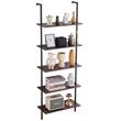 Raft metalic cu 5 x polite incluse din lemn, profil patrat 20x20 mm, Vivatechnix Industrial, 640 x 300 x 1825 mm, Negru