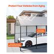 Copertina auto carport, 3 x 4.5 x 3.15 m, cadru si acoperis otel galvanizat, prelata laterala, 8 coloane