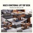 Masuta de cafea Lift Top, 2 in 1 Desktop birou Extensibil in 2 parti, 1000 x 500 x 552 mm, Maro, buzunare depozitare, Lumina ambientala, 2 prize, 2 porturi USB