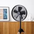 Ventilator retro cu trepied, 50 W, 3 x viteze, Reglabil inaltime, functie oscilatie, Negru/maro