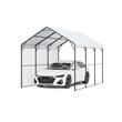 Copertina auto carport, 3 x 4.5 x 3.15 m, cadru si acoperis otel galvanizat, prelata laterala, 8 coloane
