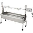 Gratar pe carbune cu capac si rotisor electric 40W, Otel Inoxidabil, Roti blocabile, inaltime de gatit reglabila, 147 x 45 x 106 cm