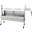 Gratar pe carbune cu capac si rotisor electric 40W, Inox, Roti blocabile, inaltime de gatit reglabila, 147 x 45 x 106 cm, cu deflector
