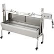 Gratar pe carbune cu capac si rotisor electric 40W, Inox, Roti blocabile, inaltime de gatit reglabila, 147 x 45 x 106 cm, cu deflector