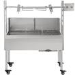 Gratar pe carbune cu capac si rotisor electric 25W, Inox, Roti blocabile, inaltime de gatit reglabila, cu deflector