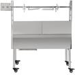 Gratar pe carbune cu capac si rotisor electric 25W, Inox, Roti blocabile, inaltime de gatit reglabila, cu deflector