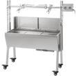 Gratar pe carbune cu capac si rotisor electric 25W, Inox, Roti blocabile, inaltime de gatit reglabila, cu deflector