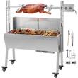 Gratar pe carbune cu capac si rotisor electric 25W, Inox, Roti blocabile, inaltime de gatit reglabila, cu deflector