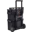 Ansamblu 3 cutii pentru scule Keter Connect Rolling, dimensiune 56.5x37.3x70 cm, cu 2 roti