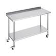 Masa de lucru Inox, pentru preparare alimente, 610 x 610 x 954,6 mm, 1 x rafturi, 4 x roti