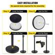 Set 4 stalpi delimitare, Banda retractabila in 4 directii, Inox/Otel, Negru, Inaltime 90 cm, Heavy Duty, Lungime banda 2 m