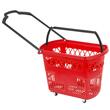 Set 6 cosuri de cumparaturi, capacitate 39 l, Rosu, 4 roti pivotante, 540 x 530 x 365 mm
