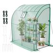 Mini sera exterior, capac PE, raft 3 niveluri, 1 x fereastra, verde, cadru otel, 198 x 100 x 200 cm, portabile