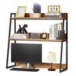 Raft multifunctional pentru birou, 2 etaje, 95 x 32 x 90 cm, Maro/Negru