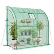 Mini sera exterior, capac PE, raft 3 niveluri, 1 x fereastra, verde, cadru otel, 198 x 100 x 200 cm, portabile