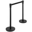 Set 4 stalpi delimitare, Banda retractabila in 4 directii, Inox/Otel, Negru, Inaltime 90 cm, Heavy Duty, Lungime banda 2 m