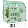 Mini sera exterior, capac PE, raft 3 niveluri, 1 x fereastra, verde, cadru otel, 198 x 100 x 200 cm, portabile
