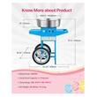 Aparat profesional pentru vata de zahar 1000 W, capacitate 6 buc/min, Inox, 819x520x855 mm, Albastru