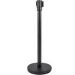 Set 4 stalpi delimitare, Banda retractabila in 4 directii, Inox/Otel, Negru, Inaltime 90 cm, Heavy Duty, Lungime banda 2 m