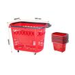 Set 6 cosuri de cumparaturi, capacitate 39 l, Rosu, 4 roti pivotante, 540 x 530 x 365 mm