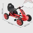 Kart cu pedale, Cadru metalic, Scaun reglabil, max 30 kg, Claxon, Rosu, 850 x 460 x 500 mm