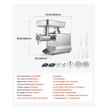 Masina profesionala de tocat carne, Inox, 1100 W, motor fara perii, Capacitate 9.5 kg/min, 2 x site, accesoriu carnati