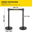 Set 4 stalpi delimitare, Banda retractabila in 4 directii, Inox/Otel, Negru, Inaltime 90 cm, Heavy Duty, Lungime banda 2 m