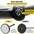 Set 4 stalpi delimitare, Banda retractabila in 4 directii, Inox/Otel, Negru, Inaltime 90 cm, Heavy Duty, Lungime banda 2 m