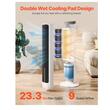 Ventilator turn cu umidificare, alb, 40 W, Telecomanda, 308 x 1017 mm, Silentios 60 dB, Rezervor apa 4 l, Oscilatie, Timer