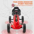 Kart cu pedale, Cadru metalic, Scaun reglabil, max 30 kg, Claxon, Rosu, 850 x 460 x 500 mm