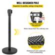 Set 4 stalpi delimitare, Banda retractabila in 4 directii, Inox/Otel, Negru, Inaltime 90 cm, Heavy Duty, Lungime banda 2 m